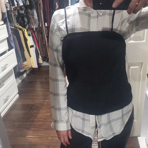 1950s black chiffon semi-sheer micropleated tank cami - Picture 1 of 9